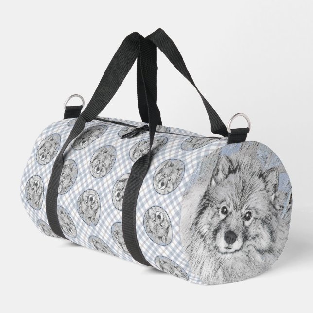 Keeshond Painting Kees Cute Original Pet Dog Art Duffle Bag (Left Corner)