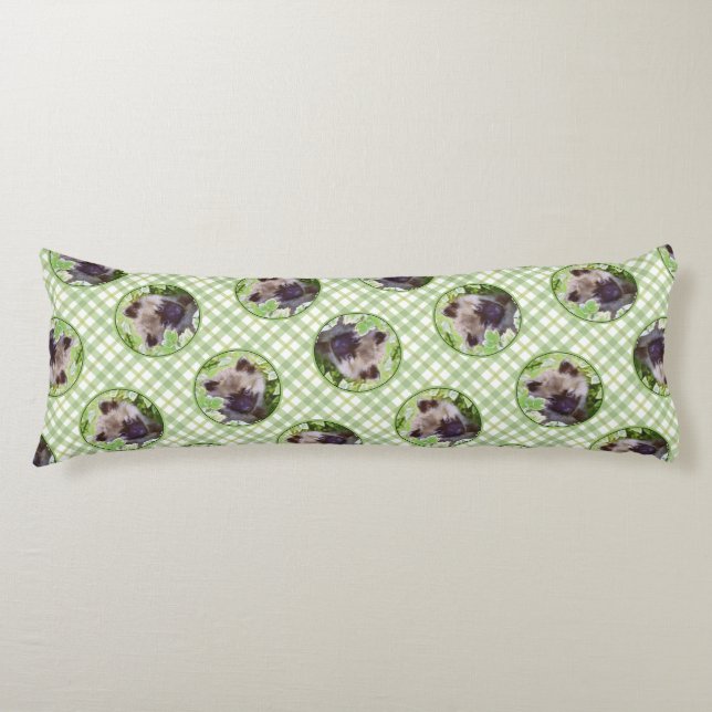 Keeshond Painting Puppy in the Garden Original Art Body Cushion (Front)