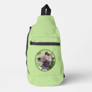 Keeshond Painting Puppy in the Garden Original Art Sling Bag