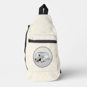 Keeshond Painting Sleeping Puppy Original Dog Art Sling Bag