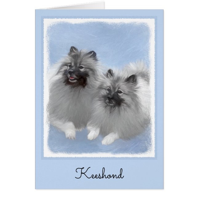 Keeshond Pair of Kees Painting Original Animal Art (Front)