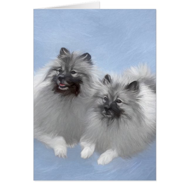Keeshond Pair of Kees Painting Original Animal Art (Front)