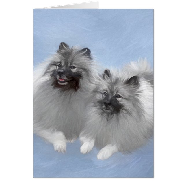 Keeshond Pair of Kees Painting Original Animal Art (Front)