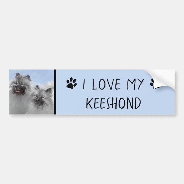 Keeshond Pair of Kees Painting Original Animal Art Bumper Sticker (Front)
