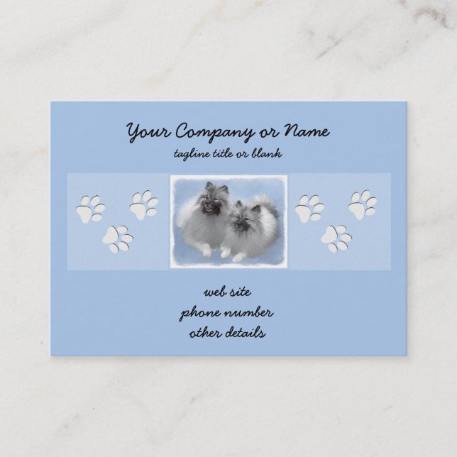 Keeshond Pair of Kees Painting Original Animal Art Business Card (Front)