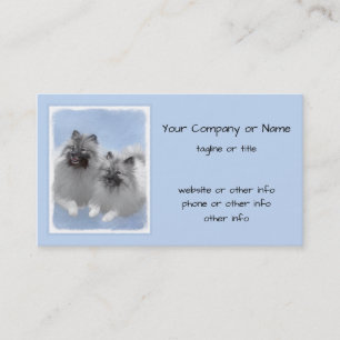 Keeshond Pair of Kees Painting Original Animal Art Business Card