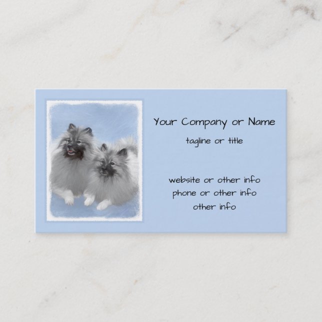 Keeshond Pair of Kees Painting Original Animal Art Business Card (Front)