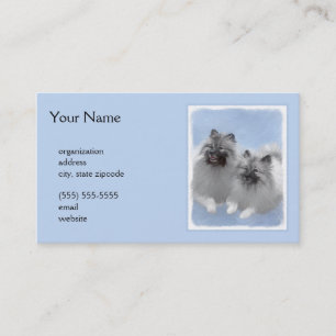 Keeshond Pair of Kees Painting Original Animal Art Business Card