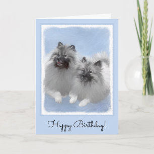 Keeshond Pair of Kees Painting Original Animal Art Card