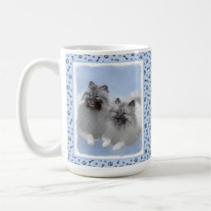 Keeshond Pair of Kees Painting Original Animal Art Coffee Mug