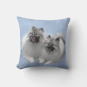 Keeshond Pair of Kees Painting Original Animal Art Cushion