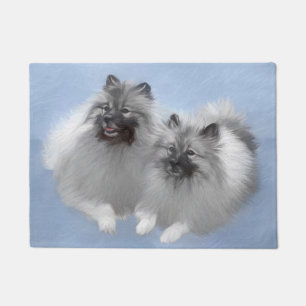 Keeshond Pair of Kees Painting Original Animal Art Doormat