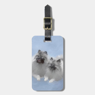 Keeshond Pair of Kees Painting Original Animal Art Luggage Tag
