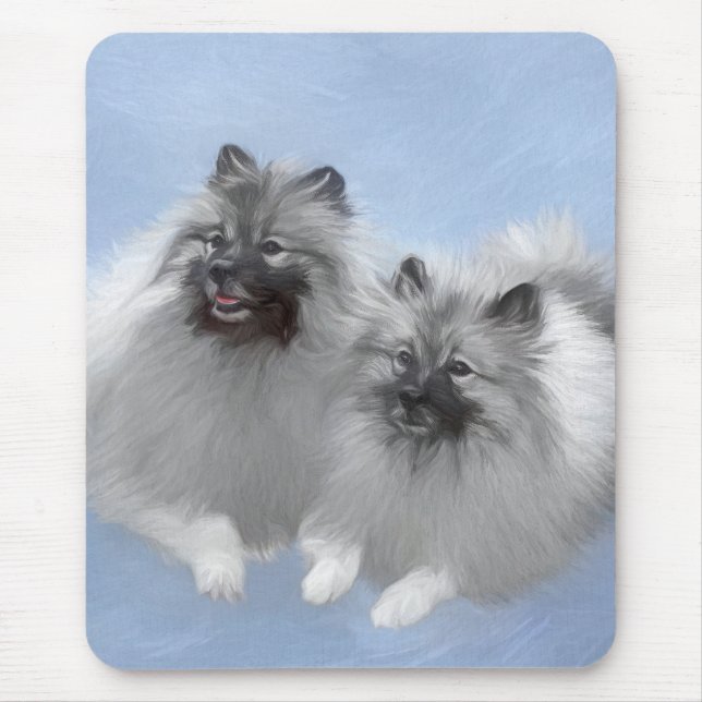 Keeshond Pair of Kees Painting Original Animal Art Mouse Mat (Front)