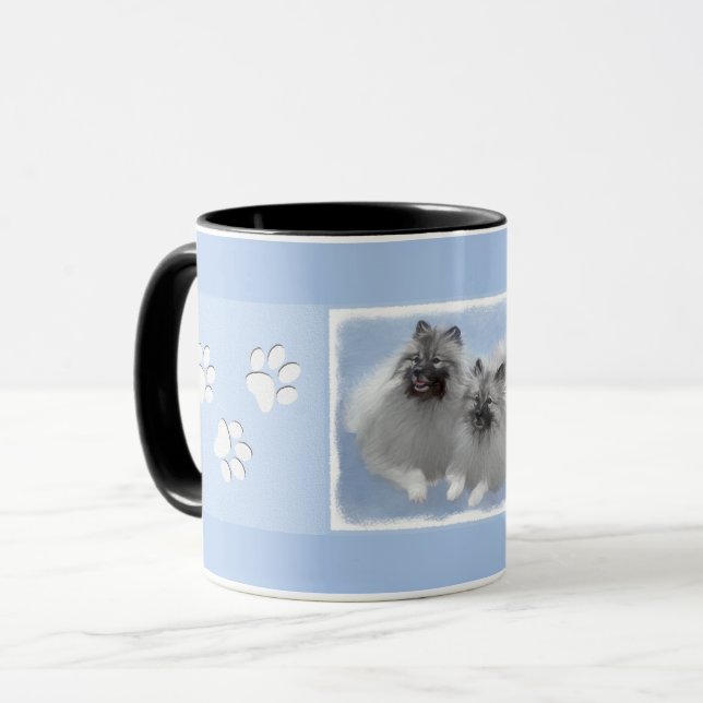 Keeshond Pair of Kees Painting Original Animal Art Mug (Front Left)