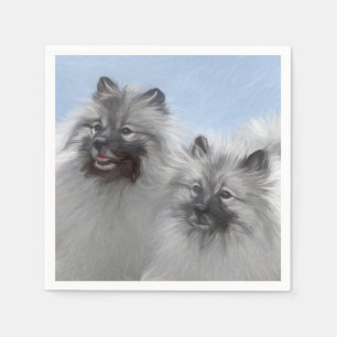 Keeshond Pair of Kees Painting Original Animal Art Napkin