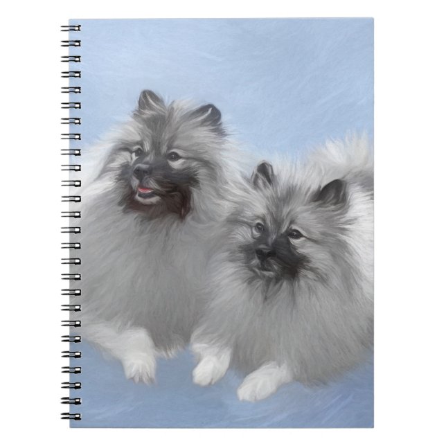 Keeshond Pair of Kees Painting Original Animal Art Notebook (Front)
