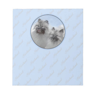 Keeshond Pair of Kees Painting Original Animal Art Notepad