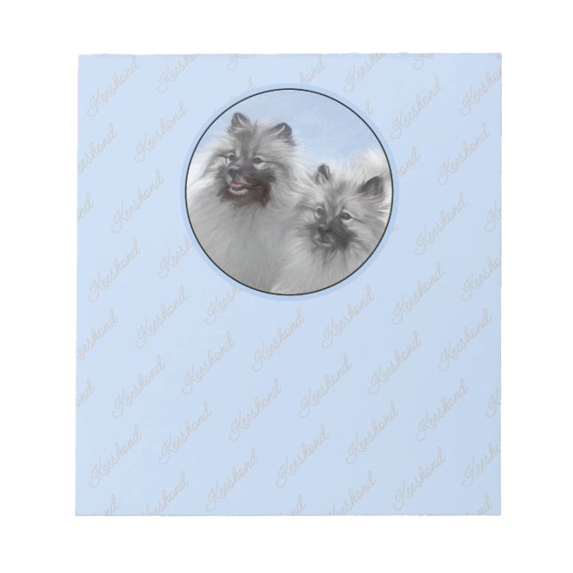 Keeshond Pair of Kees Painting Original Animal Art Notepad (Front)