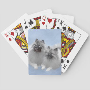 Keeshond Pair of Kees Painting Original Animal Art Playing Cards