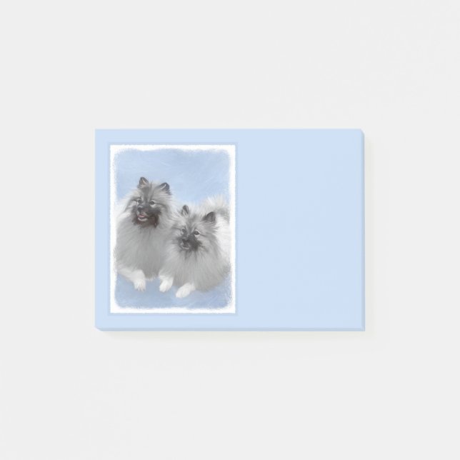 Keeshond Pair of Kees Painting Original Animal Art Post-it Notes (Front)