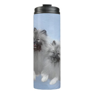 Keeshond Pair of Kees Painting Original Animal Art Thermal Tumbler