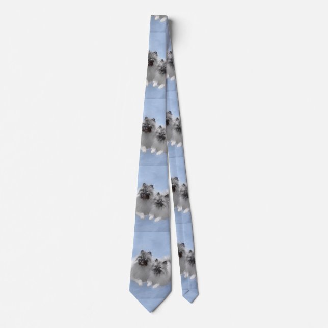 Keeshond Pair of Kees Painting Original Animal Art Tie (Front)
