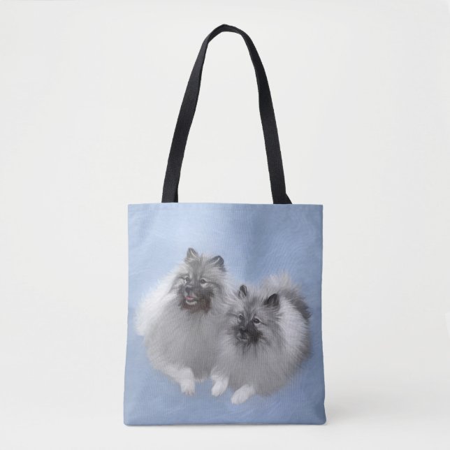 Keeshond Pair of Kees Painting Original Animal Art Tote Bag (Front)