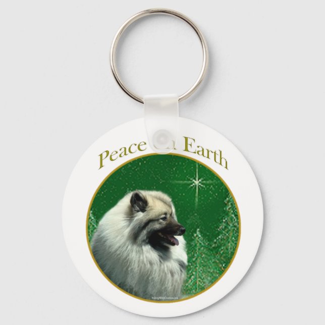 Keeshond Peace Key Ring (Front)