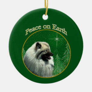 Keeshond Peace Keychain Ceramic Tree Decoration