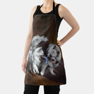 Keeshond Playtime Painting - Cute Original Dog Art Apron