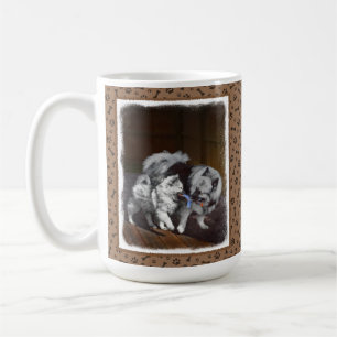 Keeshond Playtime Painting - Cute Original Dog Art Coffee Mug