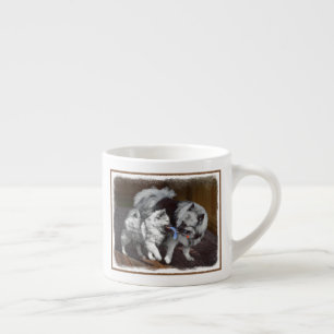 Keeshond Playtime Painting - Cute Original Dog Art Espresso Cup