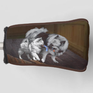 Keeshond Playtime Painting - Cute Original Dog Art Golf Head Cover