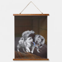 Keeshond Playtime Painting - Cute Original Dog Art