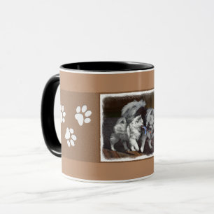 Keeshond Playtime Painting - Cute Original Dog Art Mug