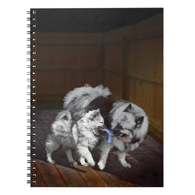 Keeshond Playtime Painting - Cute Original Dog Art Notebook (Front)