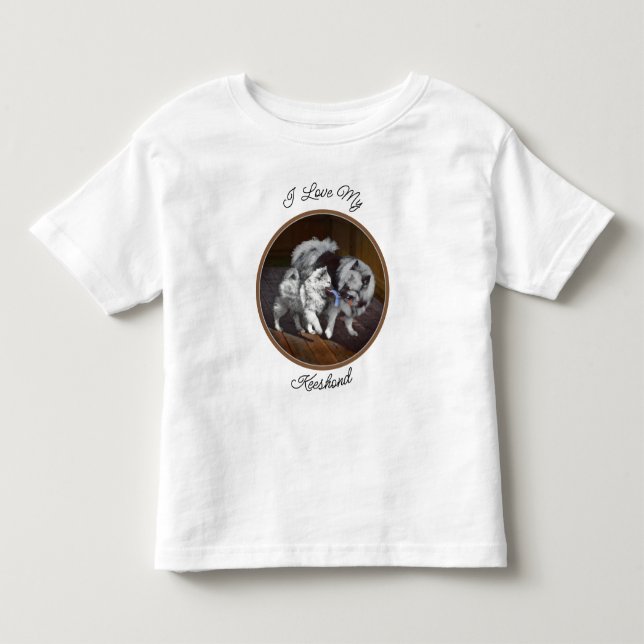 Keeshond Playtime Painting - Cute Original Dog Art Toddler T-Shirt (Front)