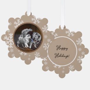 Keeshond Playtime Painting - Cute Original Dog Art Tree Decoration Card