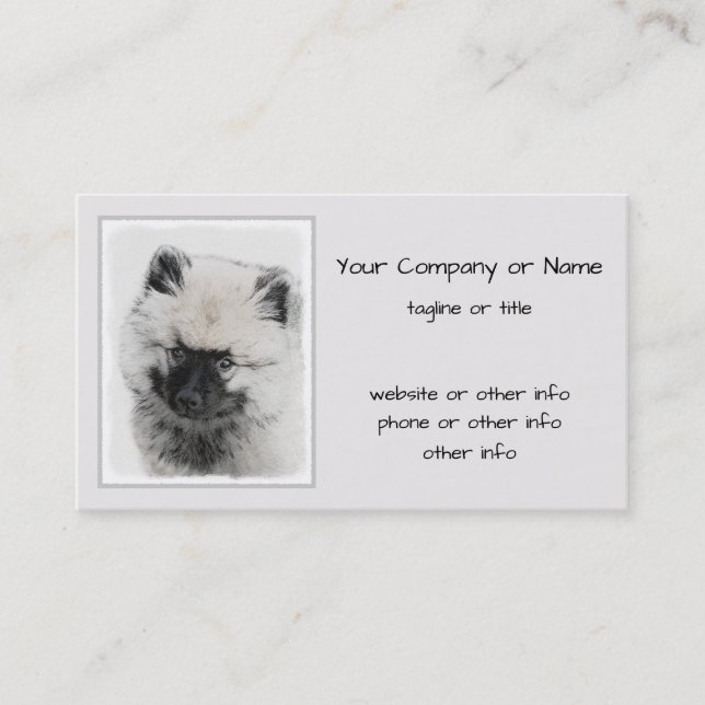 Keeshond Puppy Drawing - Cute Original Dog Art Business Card (Front)