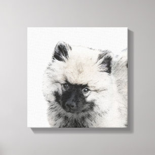 Keeshond Puppy Drawing - Cute Original Dog Art Canvas Print