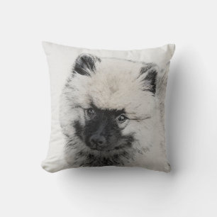 Keeshond Puppy Drawing - Cute Original Dog Art Cushion