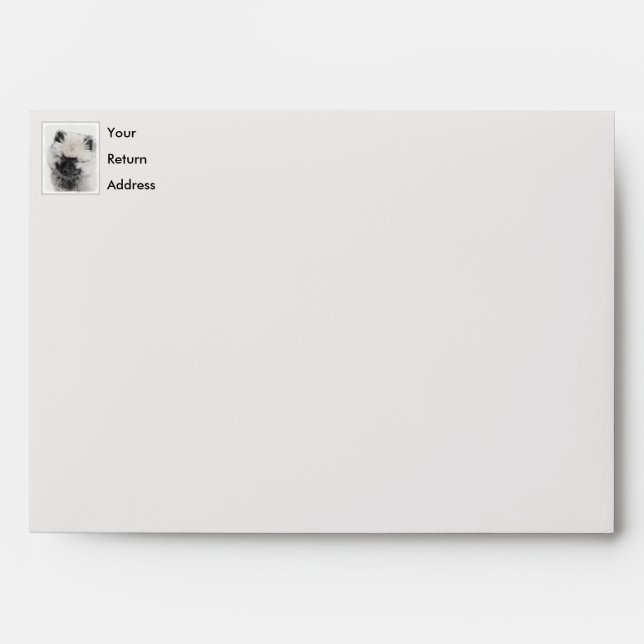 Keeshond Puppy Drawing - Cute Original Dog Art Envelope (Front)