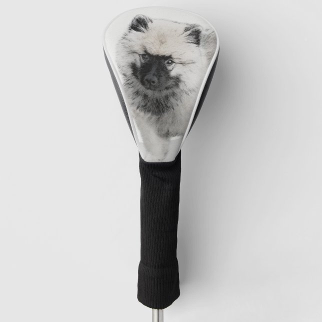 Keeshond Puppy Drawing - Cute Original Dog Art Golf Head Cover (Front)