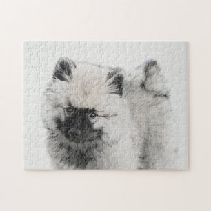 Keeshond Puppy Drawing - Cute Original Dog Art Jigsaw Puzzle
