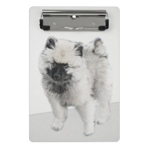 Keeshond Puppy Drawing - Cute Original Dog Art Mini Clipboard