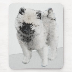 Keeshond Puppy Drawing - Cute Original Dog Art Mouse Mat