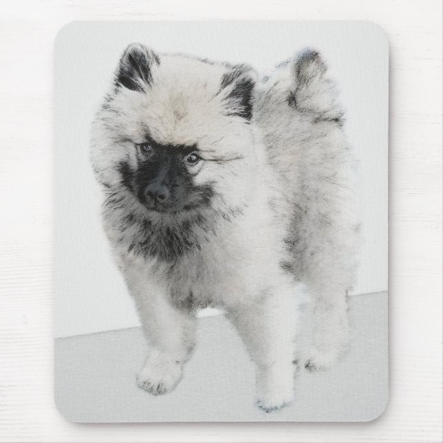 Keeshond Puppy Drawing - Cute Original Dog Art Mouse Mat (Front)