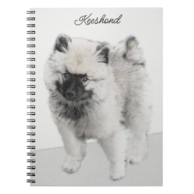 Keeshond Puppy Drawing - Cute Original Dog Art Notebook (Front)