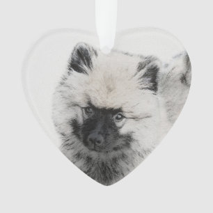 Keeshond Puppy Drawing - Cute Original Dog Art Ornament